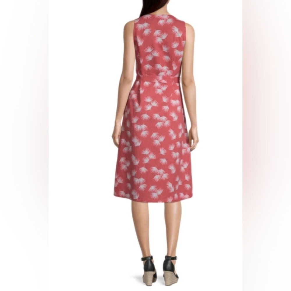 NWT Liz Claiborne Floral Linen A Line Dress With Tie Belt & Pockets Size Large - Picture 2 of 5